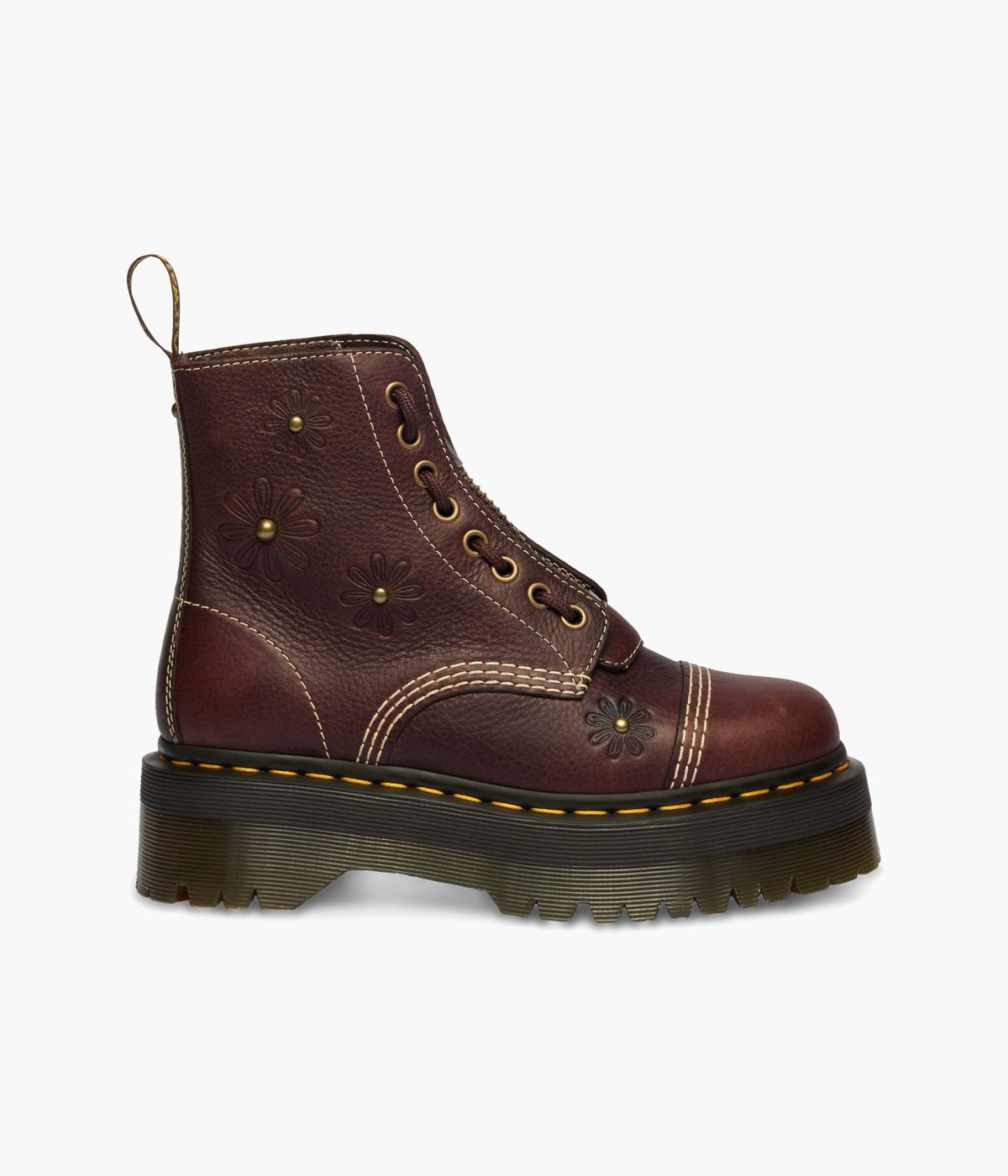 Dr. Martens Sinclair Flower Platform Boots | Grizzly Leather Quad