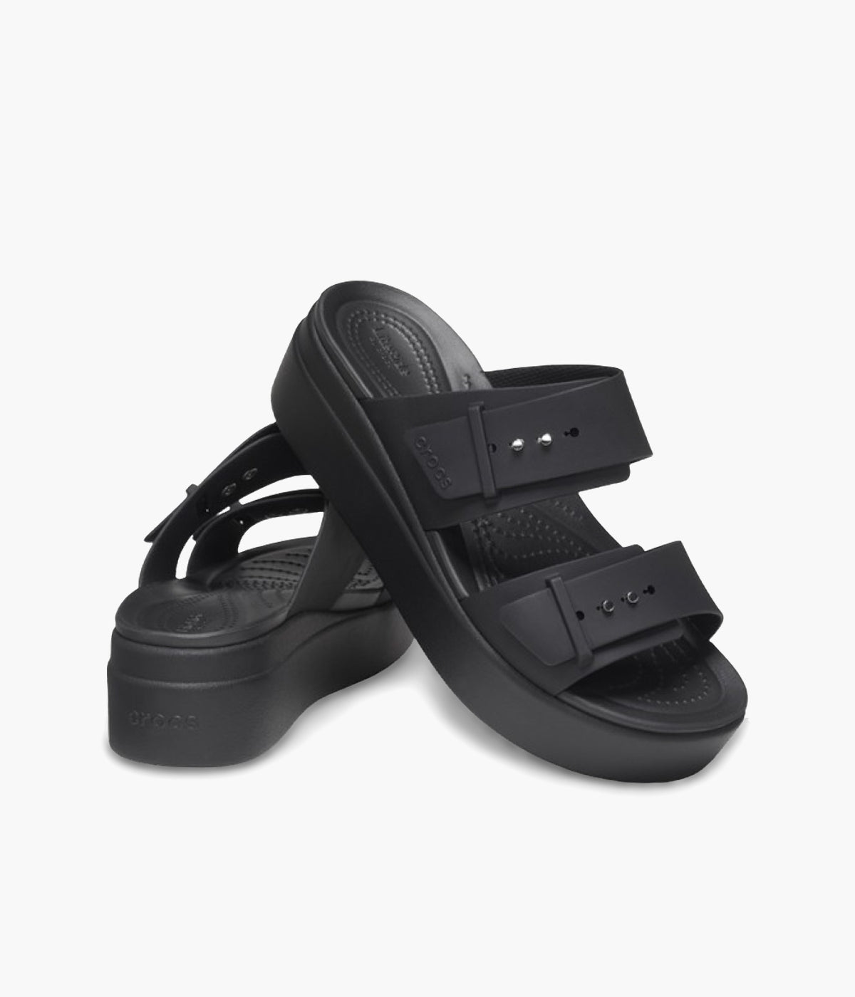 【iyo♪】 Crocs 207431-6RL-W7 Brooklyn Buckle LowWdg PaB Pale Blush