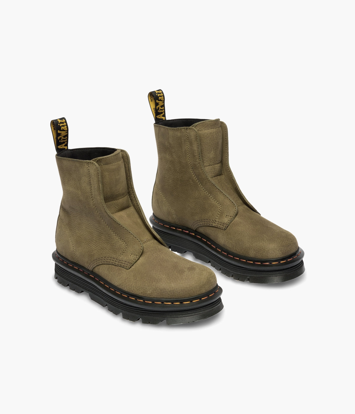 Dr. Martens Zebzag Laceless Nubuck Boots | Olive Slip On | NEON Canada