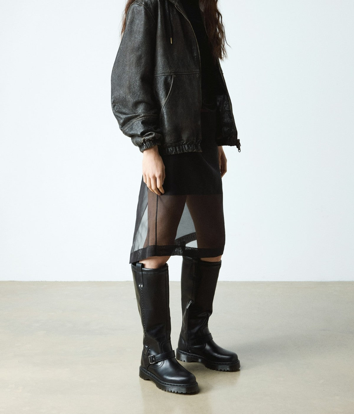 Dr. Martens Anistone Knee High Biker Boots | NEON Canada