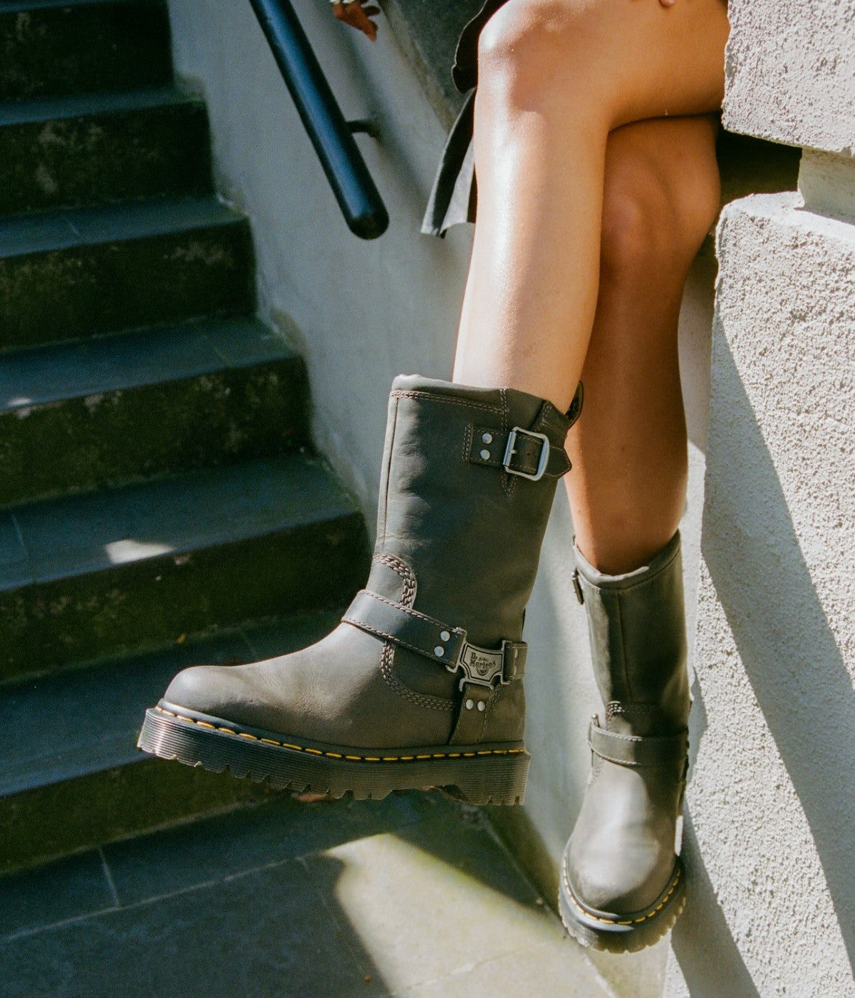Dr. Martens Anistone Hi Premium Waxy Leather Biker Boots | NEON Canada