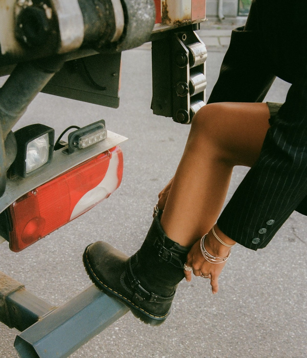 Dr. Martens Anistone Hi Premium Waxy Leather Biker Boots | NEON Canada