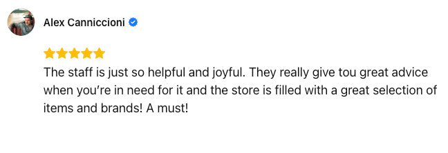 The staff is just so helpful and joyful. They really give tou great advice when you're in need for it and the store is filled with a great selection of items and brands! A must!