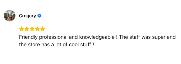Friendly professional and knowledgeable! The staff was super and the store has a lot of cool stuff !