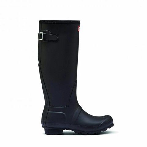 Hunter Women's Tall Back Adjustable Rain Boots in Black