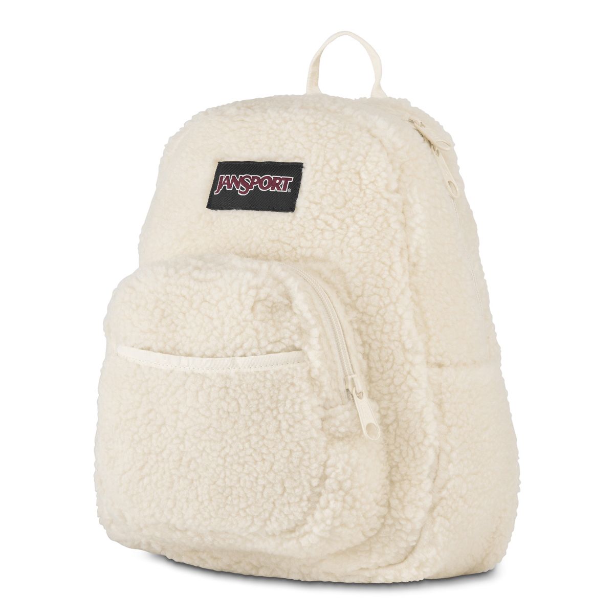 JanSport Half Pint FX Mini Backpack in Soft Tan Sherpa | Neon