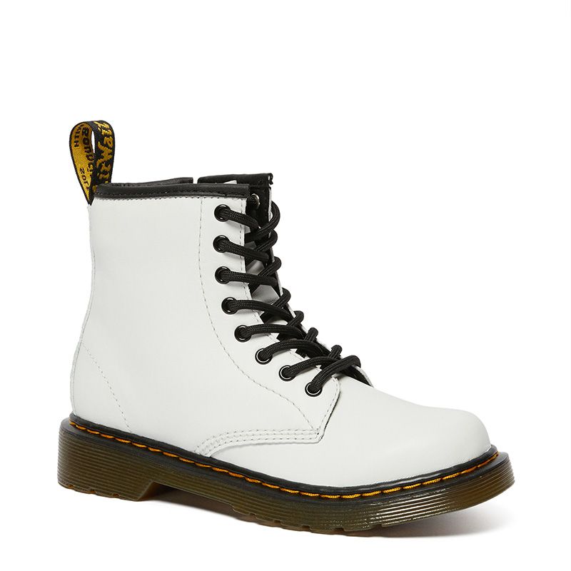Dr. Martens Junior 1460 Leather Lace Up Boots in White