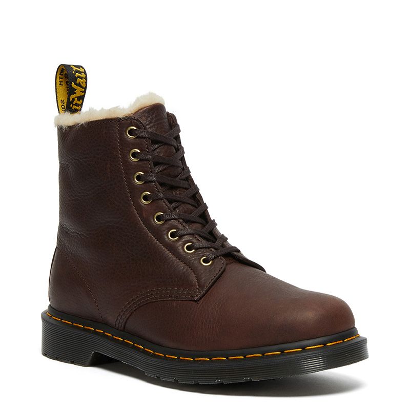 Dr. Martens 1460 Pascal Faux Fur Lined Boots in Cask