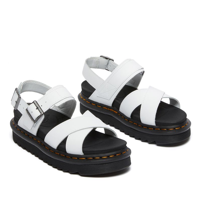 Dr. Martens Voss II Women's Leather Strap Sandals in White | NEON