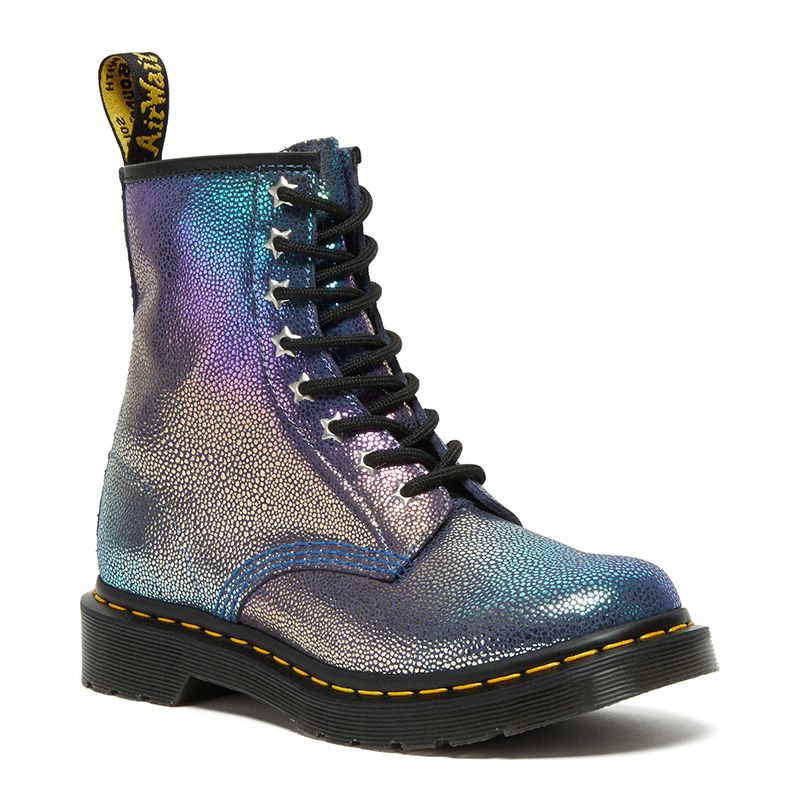 Dr. Martens 1460 Rainbow Ray Suede Lace Up Boots in Purple