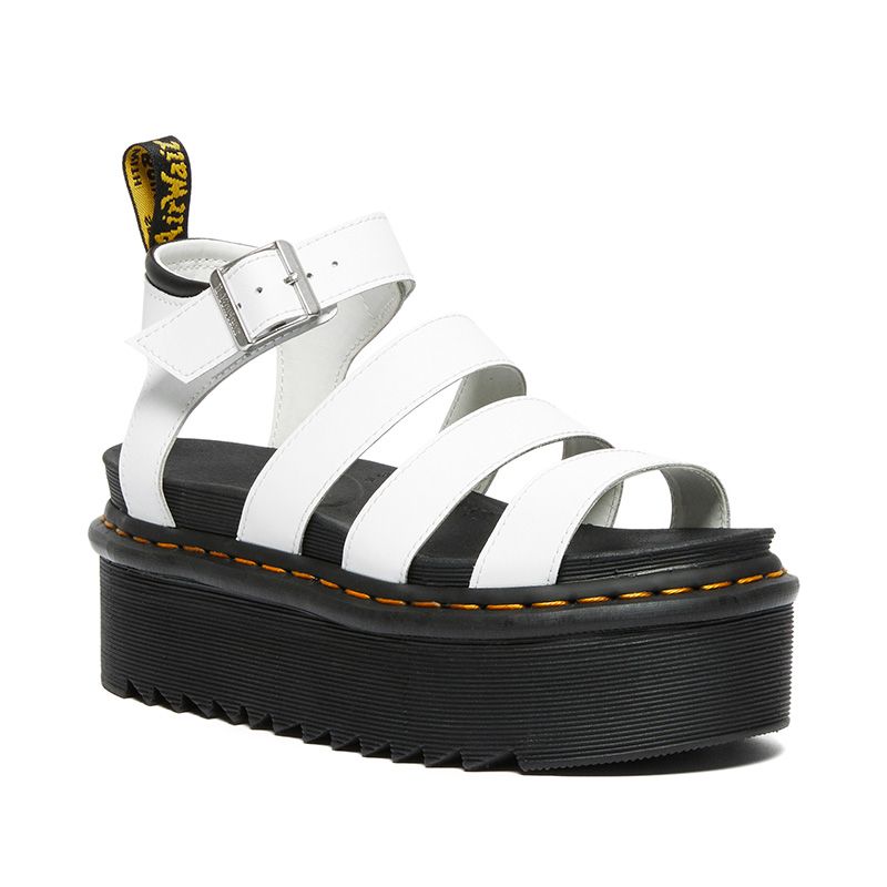 Dr. Martens Blaire Hydro Leather Platform Strap Sandals in White
