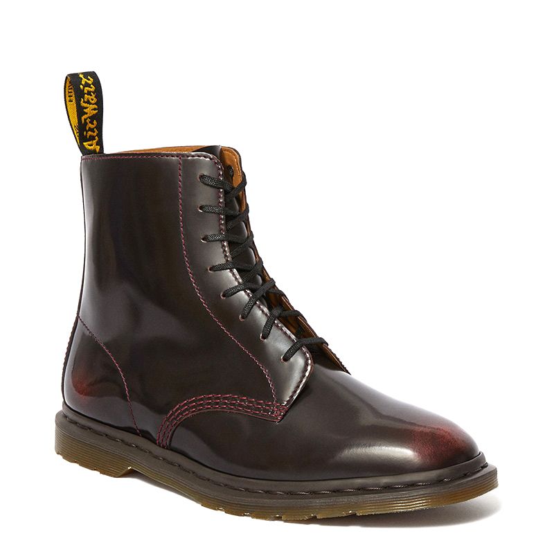 Dr. Martens Winchester II Arcadia Leather Lace Up Boots in Cherry Red Arcadia