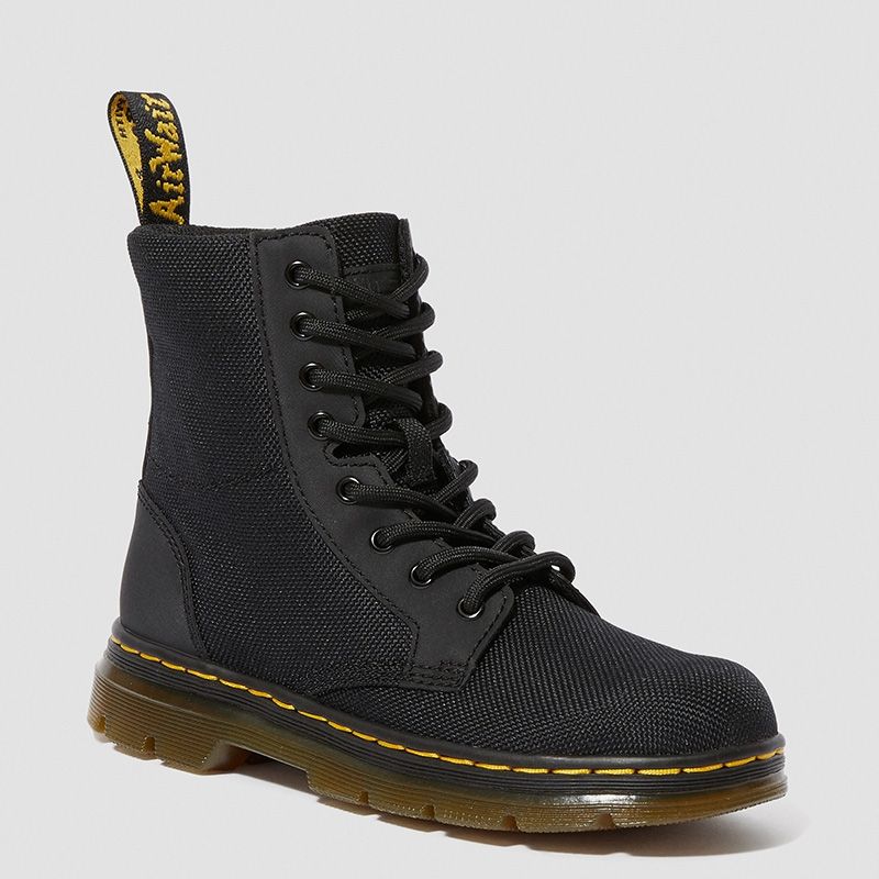 Dr. Martens Junior Combs Extra Tough Poly Casual Boots in Black Extra Tough Nylon & Black Rubbery
