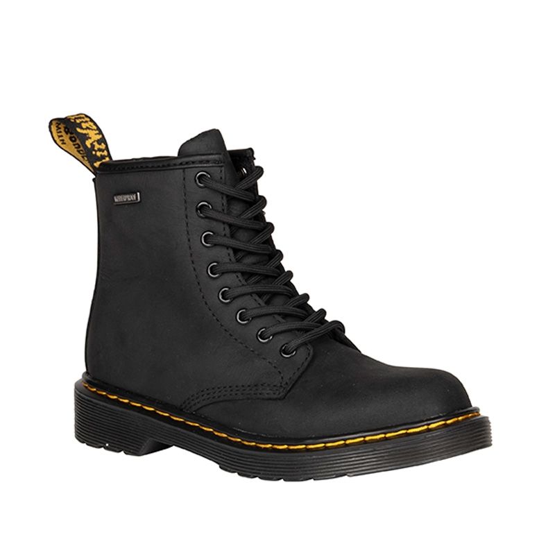 Dr. Martens Junior 1460 Waterproof Leather Boots in Black Republic WP