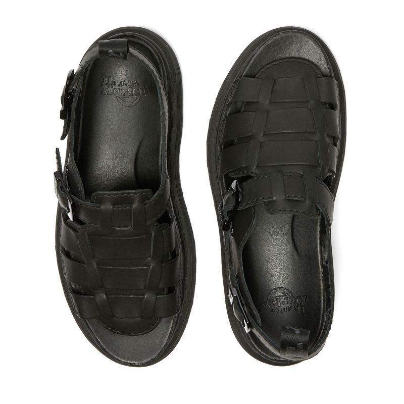 Dr. Martens 8092 Mono Leather Fisherman Sandals in Black | Neon