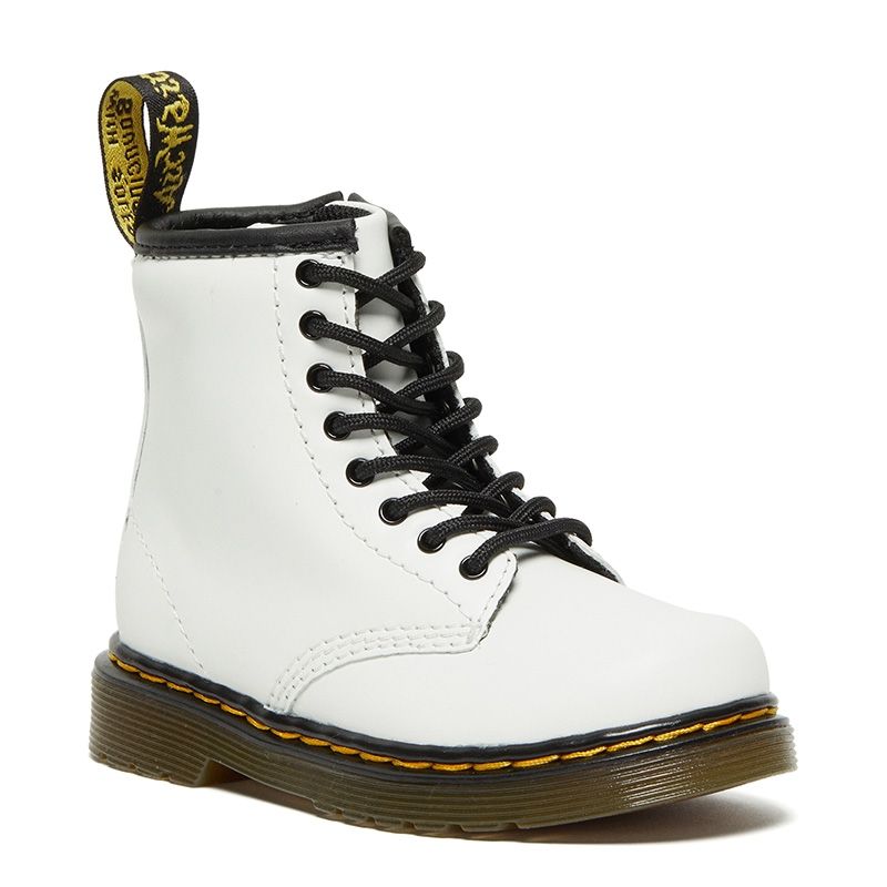Dr. Martens Toddler 1460 Leather Lace Up Boots in White