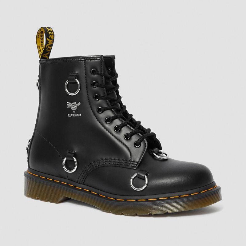 Dr. Martens 1460 Raf Simons Smooth Leather Lace Up Boots in Black Smooth