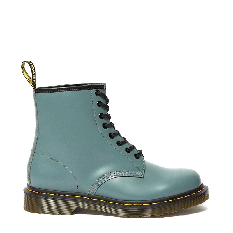 Dr. Martens 1460 Smooth Leather Lace Up Boots in Steel Grey | Neon