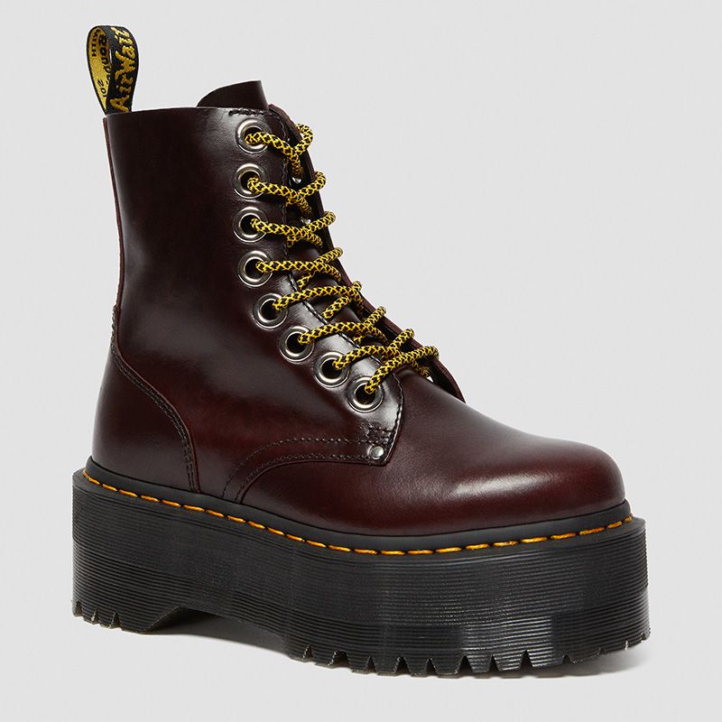 Dr. Martens Jadon Max Women's Leather Boots in Cherry