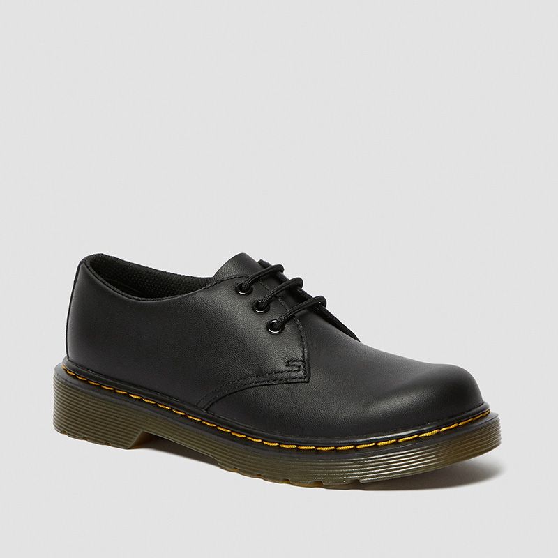 Dr. Martens Junior 1461 Softy T Leather Shoes in Black