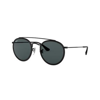 Ray-Ban Round Double Bridge Sunglasses in Black with Non Polarized Blue/Gray Classic Lenses