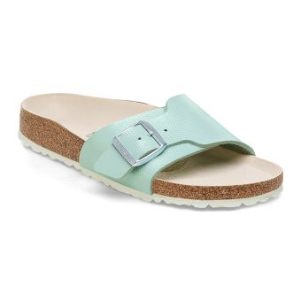 Birkenstock Catalina BS Birko-Flor Embossed Narrow in Shiny Lizard Surf Green