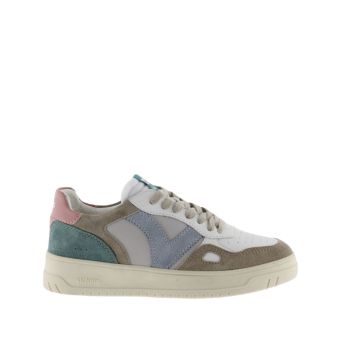 Victoria Seul Multicoloured Split Leather Unisex Multicoloured Trainers With Brown Sole in Jade