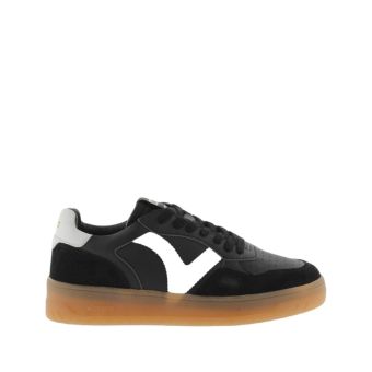 Victoria Seul Faux Leather Unisex Sneakers With Caramel-Colored Sole in Negro