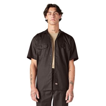 Dickies Short Sleeve Work Shirt in Dark Brown
