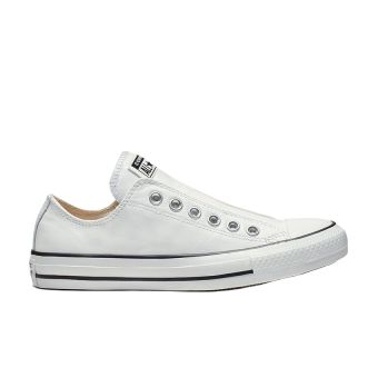 Converse Chuck Taylor All Star Leather Slip in White/White/Black