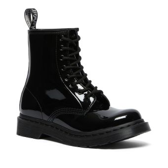 1460 Women's Patent Leather Lace Up Boots in Black