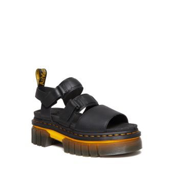 Dr. Martens Ricki Contrast Sole Leather 3-Strap Platform Sandals in Black