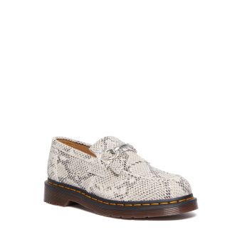 Dr. Martens Adrian Snaffle Python Print Suede Loafers in Sand/Black
