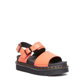 Dr. Martens Francis Fluffy Leather Strap Sandals in Black | NEON