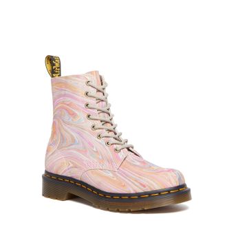 Dr. Martens 1460 Pascal Marbled Suede Lace Up Boots in Pink/Orange