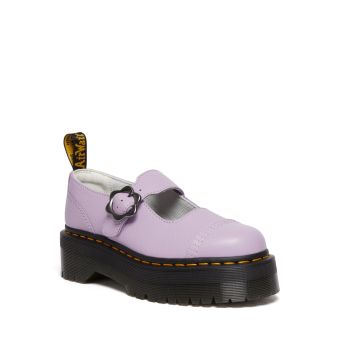 Dr. Martens Addina Flower Buckle Leather Platform Shoes in Lilac