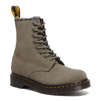 Dr. Martens 1460 Serena Faux Fur Lined Nubuck Lace Up Boots in Nickle Grey