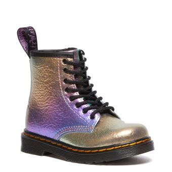 Dr. Martens Toddler 1460 Rainbow Crinkle Leather Lace Up Boots in Multi Rainbow