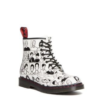 Dr. Martens Fuyuki For Pride 1460 Smooth Leather Lace Up Boots in Black/White