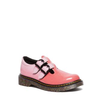 Dr. Martens Junior 8065 Gradient Glitter Leather Mary Jane Shoes in Pink
