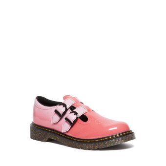 Dr. Martens Youth 8065 Gradient Glitter Leather Mary Jane Shoes in Pink