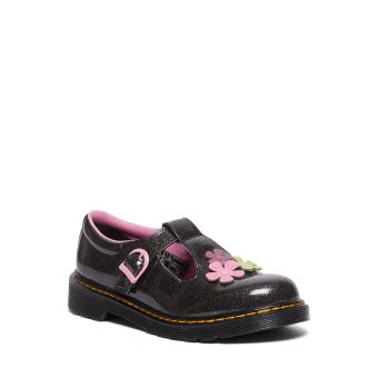 Dr. Martens Junior Polley Glitter Leather Mary Jane Shoes in Black