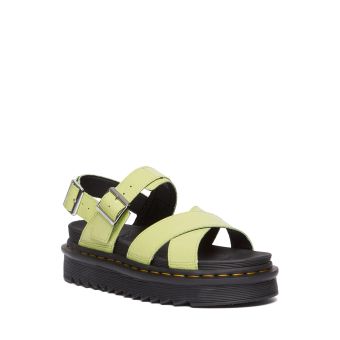 Dr. Martens Voss II Distressed Patent Leather Sandals in Lime Green