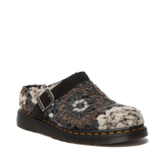 Dr. Martens Isham Crochet Wool Suede Mules in Black