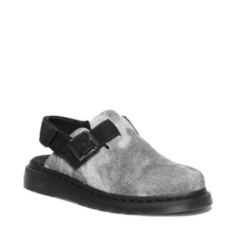 Dr. Martens Jorge II Hairy Suede Slingback Mule in Grey/Black