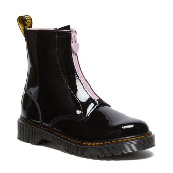 Dr. Martens Youth Heart Nappa Patent Leather Pull On Boots in Black Pink NEON Canada