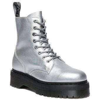 Dr. Martens Jadon Metallic Tumble Platform Boots in Silver