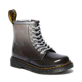 Dr. Martens 1460 Toddler Glitter Lace-Up Boots in Silver/Black