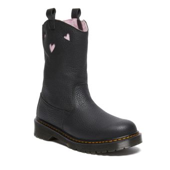 Dr. Martens Youth Heart Nappa Patent Leather Pull-On Boots in Black/Pink