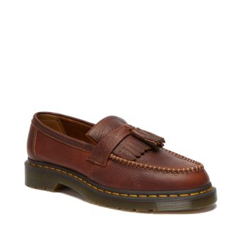 Dr. Martens Adrian Yellow Stitch Ambassador Leather Loafers in Cashew